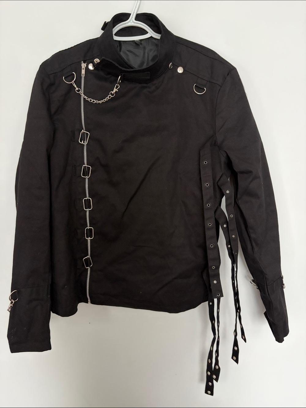 Black Mens Gothic Zip-Accent Jacket